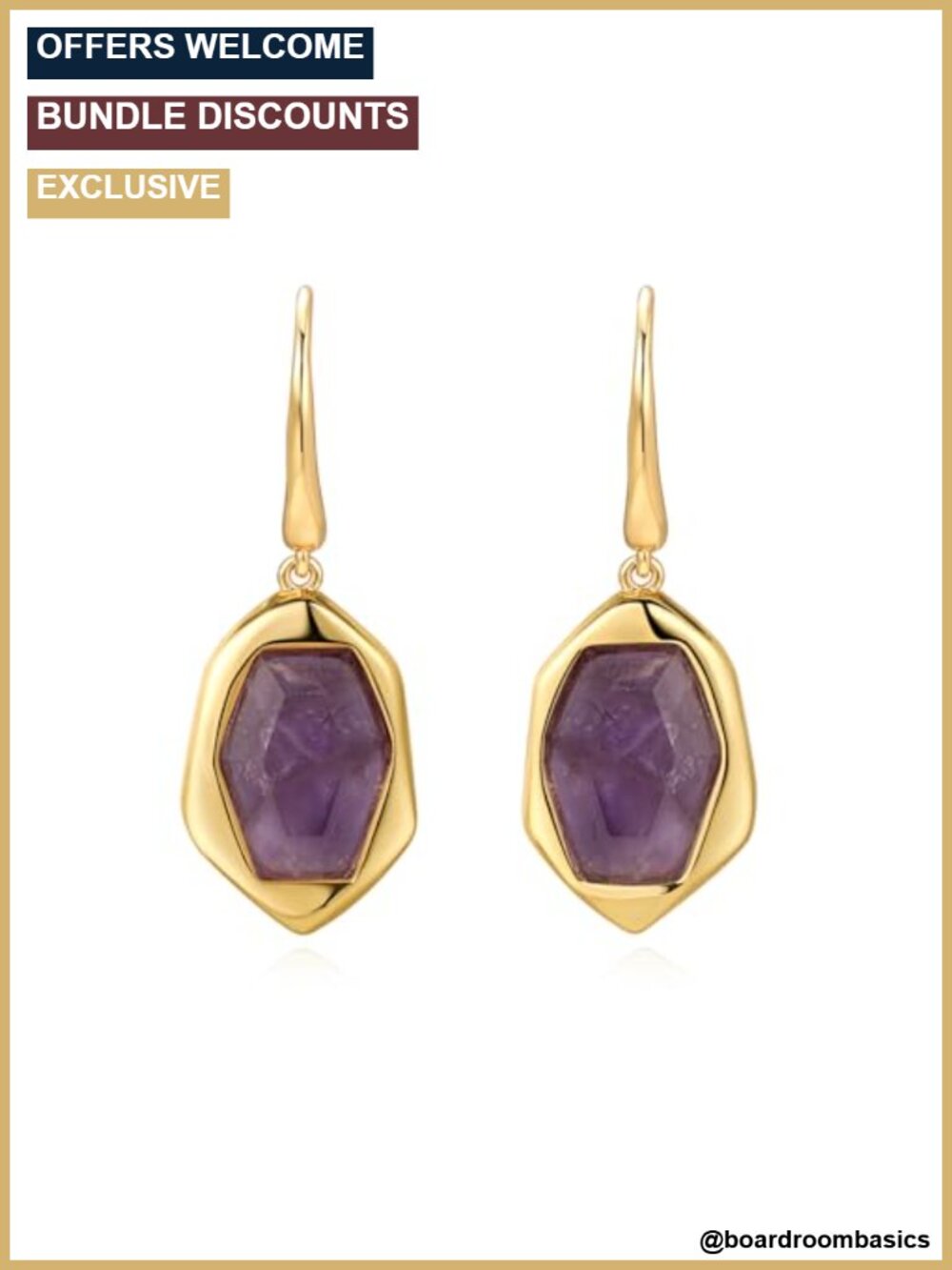 Gold Plated Healing Crystal Dangle Earrings for Women Dainty Gemstone Drop